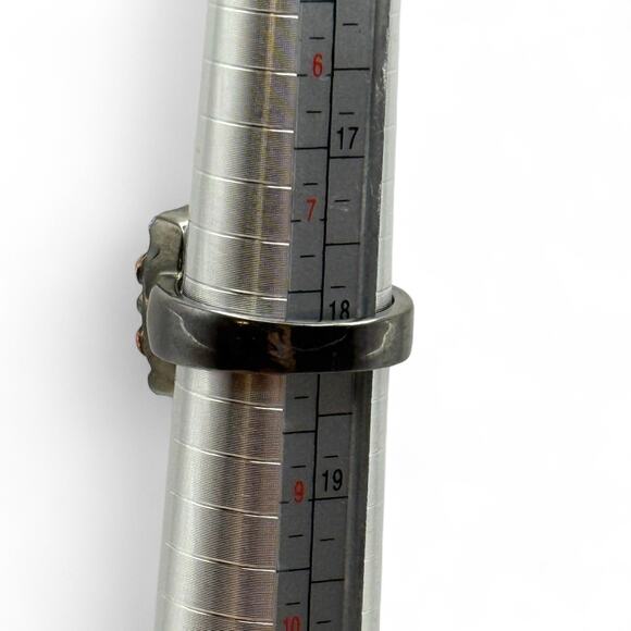 Vintage Cocktail Ring Free People Pave Rhinestone Gunmetal Size 8 - Picture 6 of 6